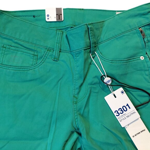 Retro Vintage G-Star 3301 Green Super Skinny Jeans Pants Trousers Sz 25 NWT - Picture 6 of 15
